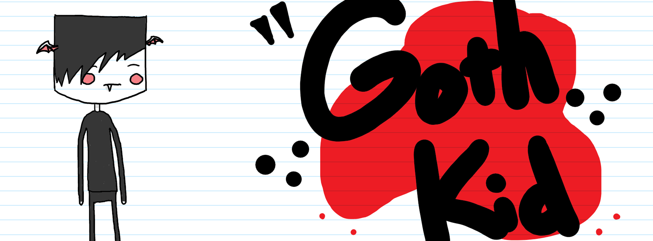 a sketched goth kid banner which displays goth kid on the left with 'goth kid' written on the right in a graffiti style